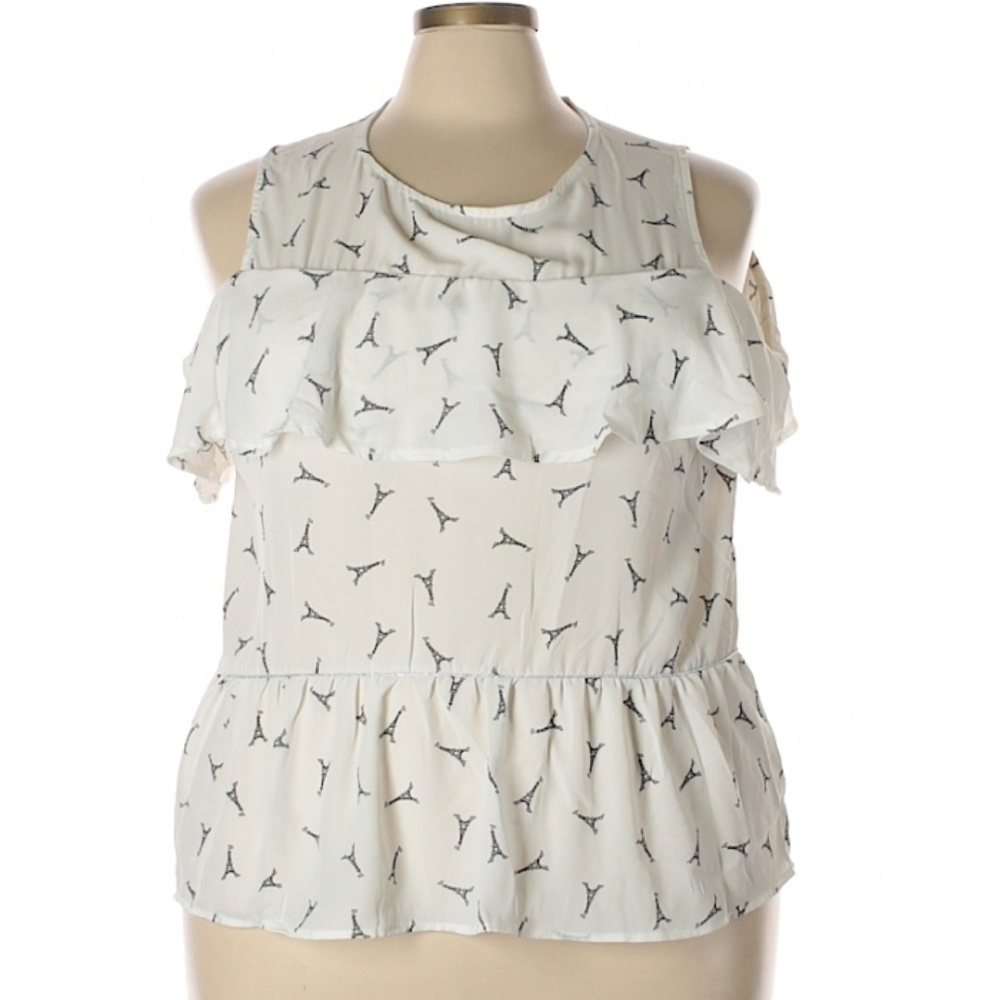 Plus Size Cold Shoulder Eiffel Tower Blouse